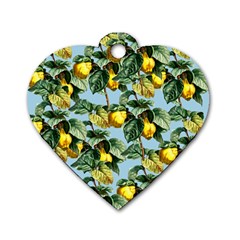 Fruit Branches Blue Dog Tag Heart (two Sides) by snowwhitegirl