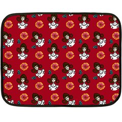 Girl With Dress Red Double Sided Fleece Blanket (mini)  by snowwhitegirl