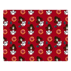 Girl With Dress Red Double Sided Flano Blanket (large) 