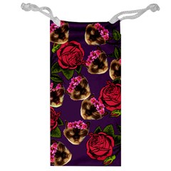 Lazy Cat Floral Pattern Purple Jewelry Bag by snowwhitegirl