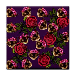 Lazy Cat Floral Pattern Purple Face Towel