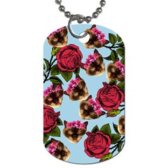 Lazy Cat Floral Pattern Blue Dog Tag (two Sides)