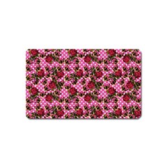 Lazy Cat Floral Pattern Pink Polka Magnet (name Card) by snowwhitegirl