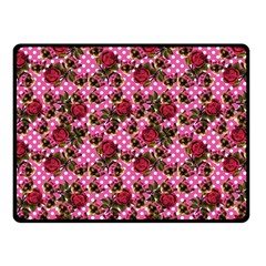 Lazy Cat Floral Pattern Pink Polka Fleece Blanket (small)