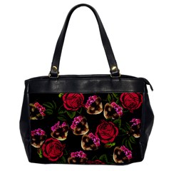 Lazy Cat Floral Pattern Black Oversize Office Handbag