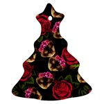 Lazy Cat Floral Pattern Black Ornament (Christmas Tree)  Front