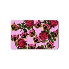 Lazy Cat Floral Pattern Pink Magnet (name Card) by snowwhitegirl