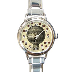 Vintage Air Balloon With Roses Round Italian Charm Watch