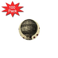 Vintage Air Balloon With Roses 1  Mini Magnets (100 pack) 