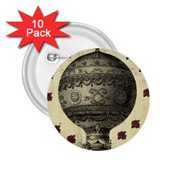 Vintage Air Balloon With Roses 2.25  Buttons (10 pack) 