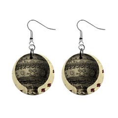 Vintage Air Balloon With Roses Mini Button Earrings