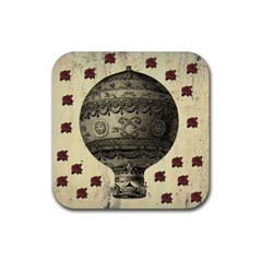 Vintage Air Balloon With Roses Rubber Coaster (Square) 