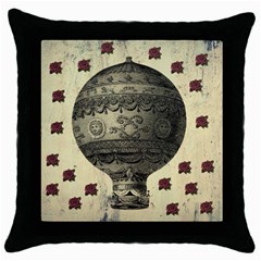 Vintage Air Balloon With Roses Throw Pillow Case (Black)