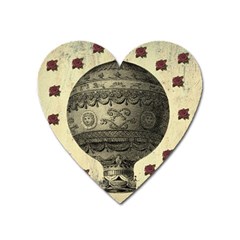 Vintage Air Balloon With Roses Heart Magnet