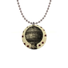 Vintage Air Balloon With Roses Button Necklaces