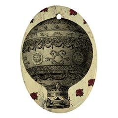 Vintage Air Balloon With Roses Oval Ornament (Two Sides)