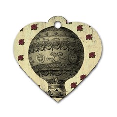 Vintage Air Balloon With Roses Dog Tag Heart (One Side)