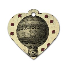 Vintage Air Balloon With Roses Dog Tag Heart (Two Sides)
