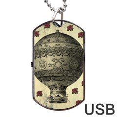 Vintage Air Balloon With Roses Dog Tag USB Flash (Two Sides)