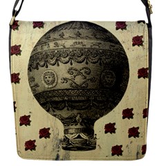 Vintage Air Balloon With Roses Flap Closure Messenger Bag (S)