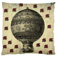 Vintage Air Balloon With Roses Large Flano Cushion Case (One Side)