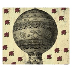 Vintage Air Balloon With Roses Double Sided Flano Blanket (Small) 