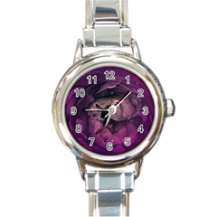 Wonderful Flower In Ultra Violet Colors Round Italian Charm Watch by FantasyWorld7