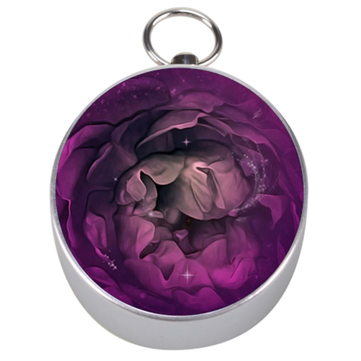 Wonderful Flower In Ultra Violet Colors Silver Compasses