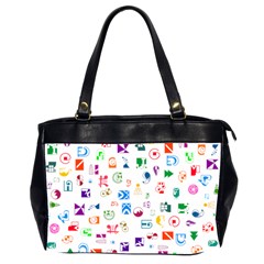 Colorful Abstract Symbols Oversize Office Handbag (2 Sides) by FunnyCow