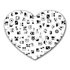 Black Abstract Symbols Heart Mousepads