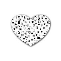 Black Abstract Symbols Heart Coaster (4 Pack)  by FunnyCow