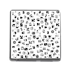 Black Abstract Symbols Memory Card Reader (square 5 Slot) by FunnyCow