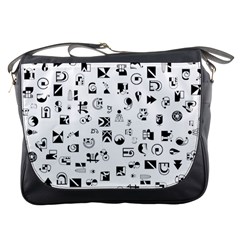 Black Abstract Symbols Messenger Bag by FunnyCow