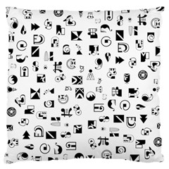 Black Abstract Symbols Large Cushion Case (two Sides) by FunnyCow