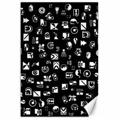 White On Black Abstract Symbols Canvas 20  X 30  by FunnyCow