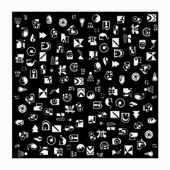 White On Black Abstract Symbols Medium Glasses Cloth by FunnyCow