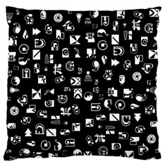 White On Black Abstract Symbols Standard Flano Cushion Case (two Sides) by FunnyCow