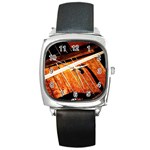 Cello Performs Classic Music Square Metal Watch Front