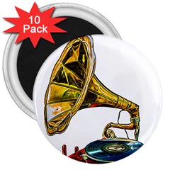 Vintage Gramophone 3  Magnets (10 Pack)  by FunnyCow