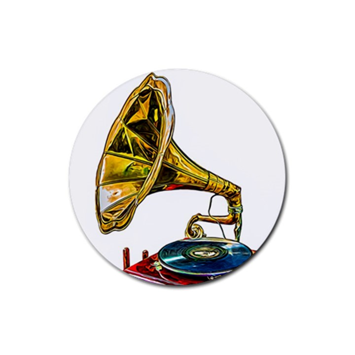 Vintage Gramophone Rubber Round Coaster (4 pack) 