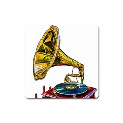 Vintage Gramophone Square Magnet by FunnyCow