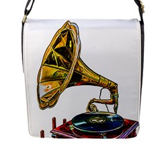 Vintage Gramophone Flap Closure Messenger Bag (l) by FunnyCow