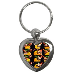 Drum Beat Collage Key Chains (heart)  by FunnyCow