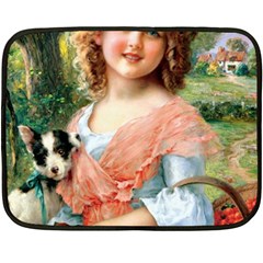 Girl With Dog Fleece Blanket (mini) by vintage2030