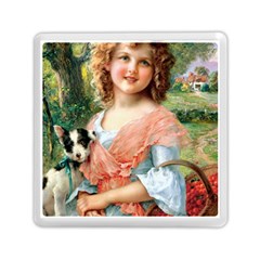 Girl With Dog Memory Card Reader (square) by vintage2030