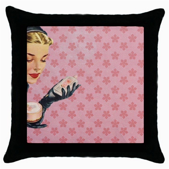 Vintage Lady Throw Pillow Case (Black)