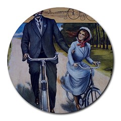 Couple On Bicycle Round Mousepads