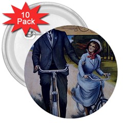 Couple On Bicycle 3  Buttons (10 pack) 