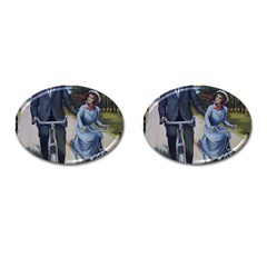 Couple On Bicycle Cufflinks (Oval)