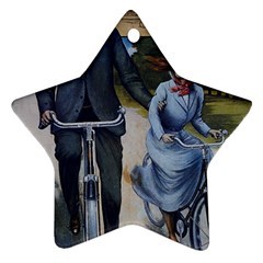 Couple On Bicycle Star Ornament (Two Sides)